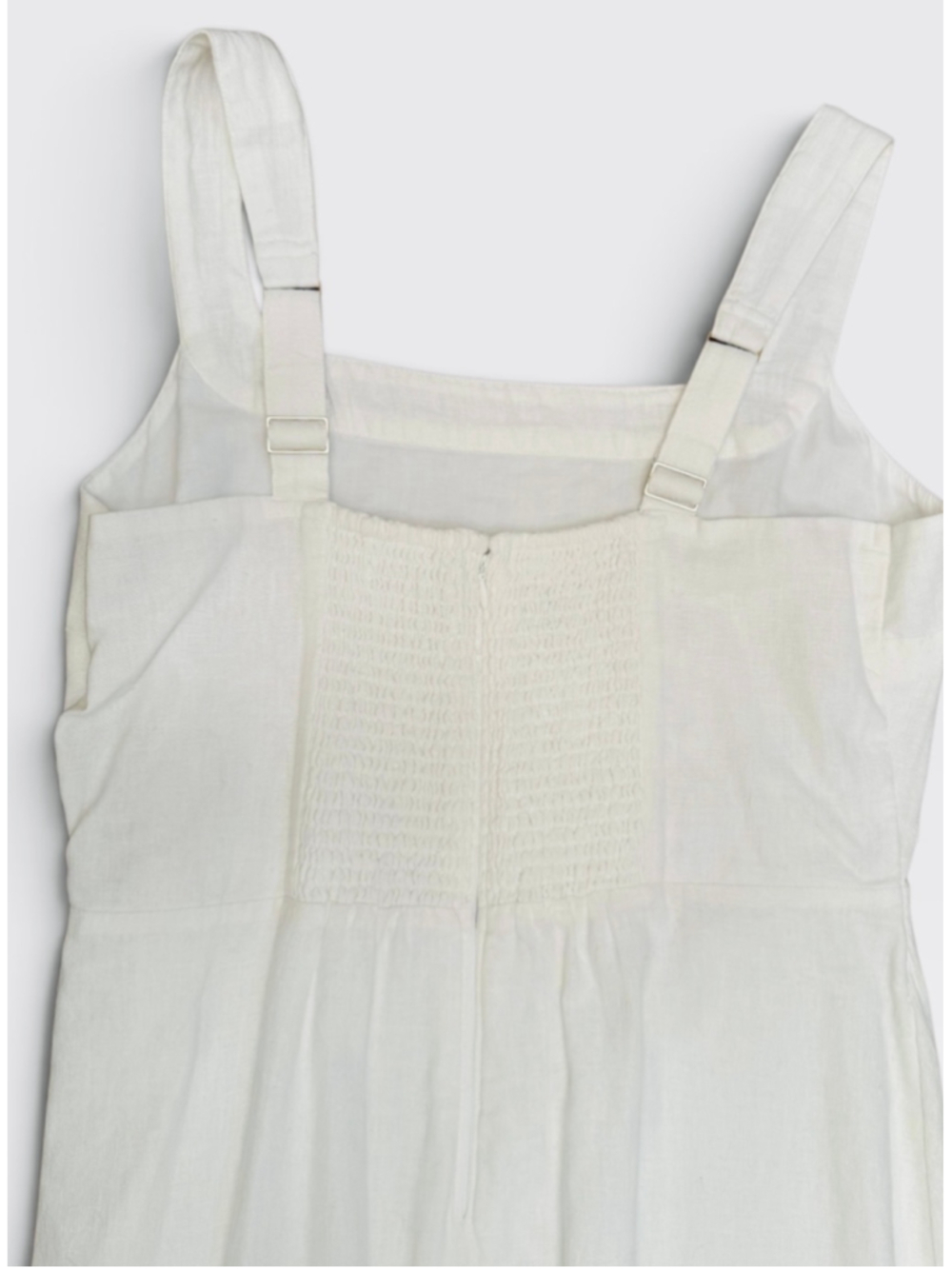 Abercrombie & Fitch Linen Blend Square Neck Maxi Dress Cream NWT Size L - Picture 9 of 15